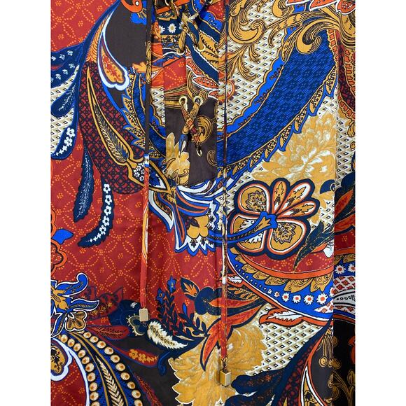 Chico's Victorian Style Asymmetrical Paisley Peasant Tunic Top Size M 1 Flowy - Picture 6 of 11